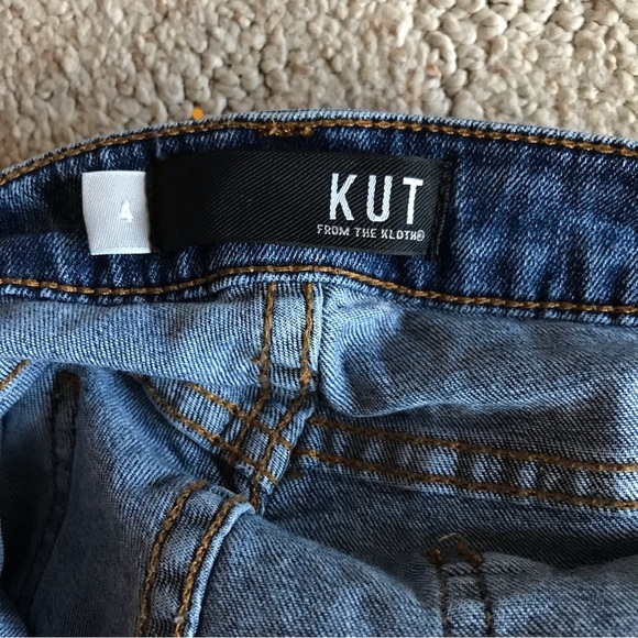 Kut from the Kloth Medium Wash Distressed Embroidered Straight Leg Jeans - Picture 8 of 11